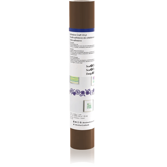 Brother brown adhesive craft vinyl roll in packaging with design examples