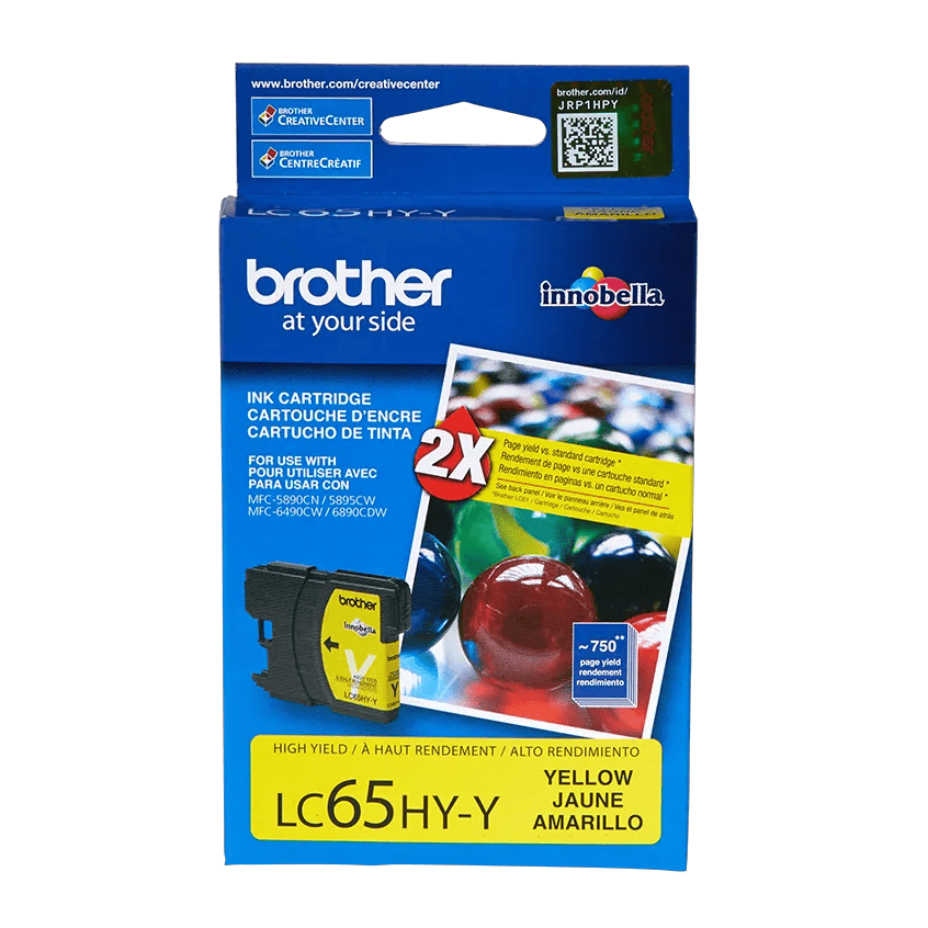 Brother LC65HY-Y high-yield yellow ink cartridge for MFC-5890CN and MFC-6490CW printers