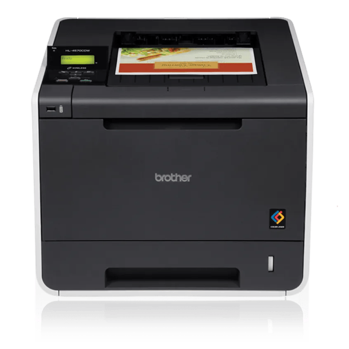 Brother HL-4570CDW color laser printer with wireless connectivity and dual paper trays