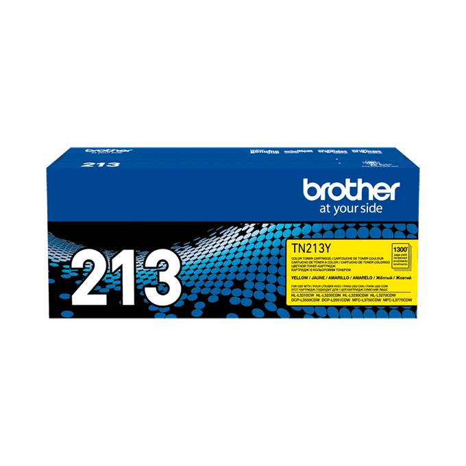 Cartucho de tóner amarillo Brother TN213Y en empaque original