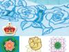 Brother embroidery design samples featuring floral patterns including roses, tulips, and decorative motifs