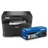 Brother HL-L2480DW wireless monochrome laser all-in-one printer with TN830XL high-yield toner cartridge