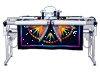 Brother long-arm quilting machine stitching colorful geometric quilt pattern