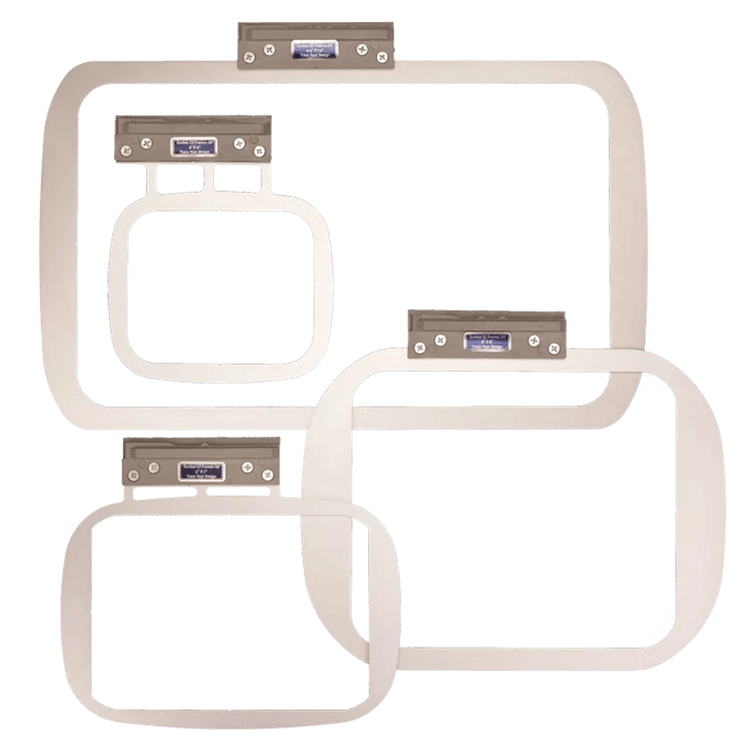 Brother embroidery hoops in multiple sizes with magnetic snap frames