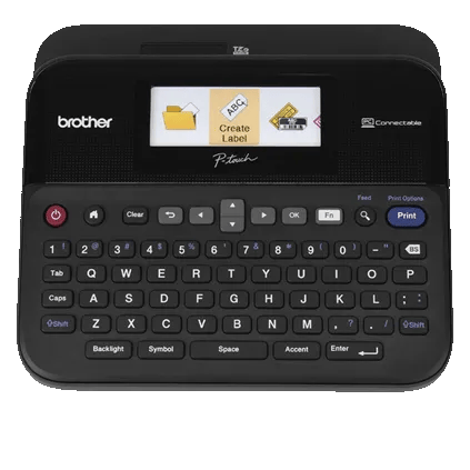 Brother PT-D600 label maker with QWERTY keyboard and color touchscreen
