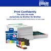 Brother LC501 3-pack ink cartridges with printed documents and genuine ink branding