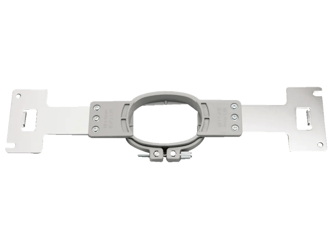 Brother PRH60 embroidery hoop frame with metal clamp and white mounting brackets