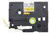 Brother HSe-621 9mm yellow heat-shrink tube cartridge with black text on dark gray cassette