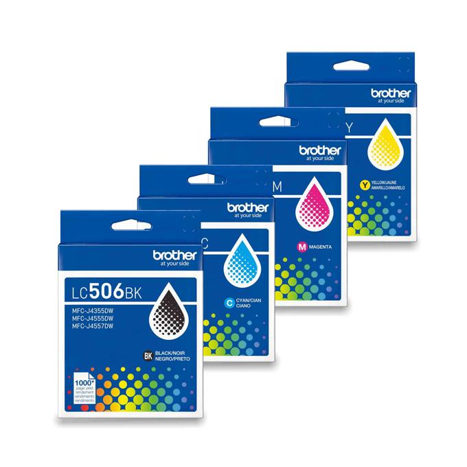 Brother LC506BK black and LC506 cyan, magenta, yellow ink cartridge 4-pack for inkjet printers