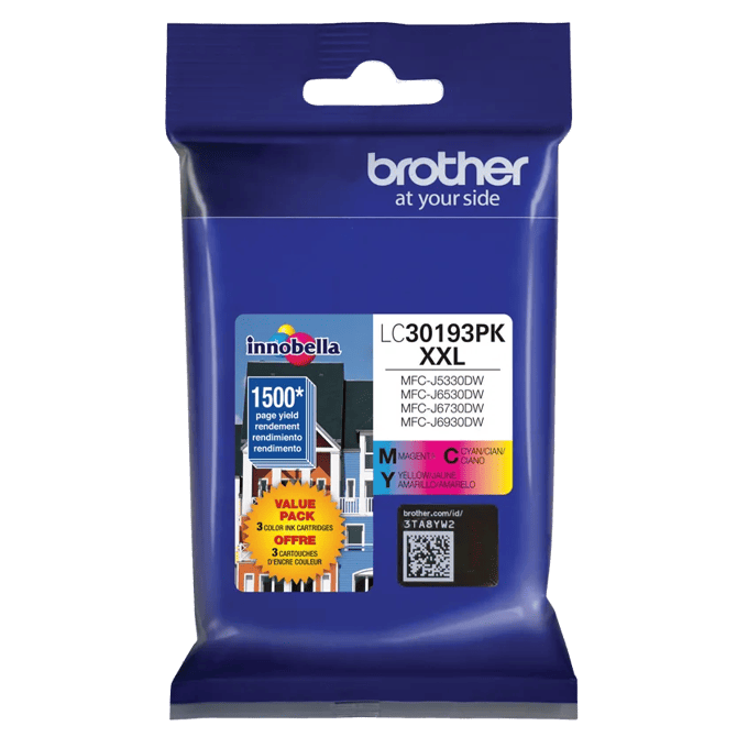 Brother LC30193PK XXL color ink cartridge 3-pack with 1500-page yield