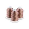 Three taupe embroidery thread spools on white bases