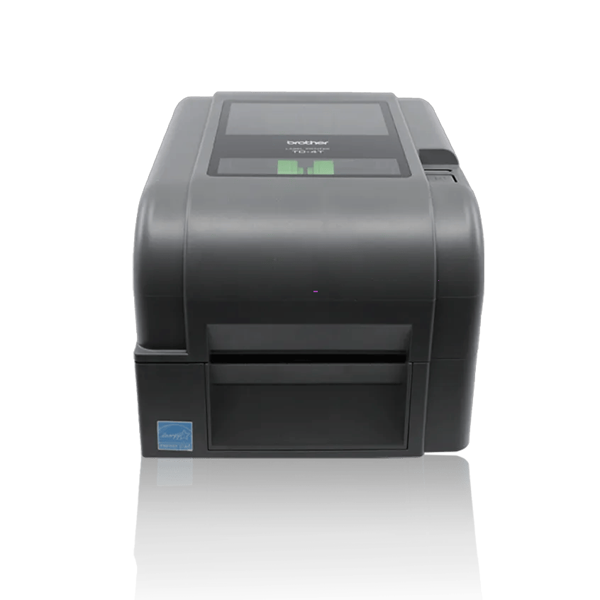 Brother TD-4420TN desktop thermal label printer with display and green indicator lights