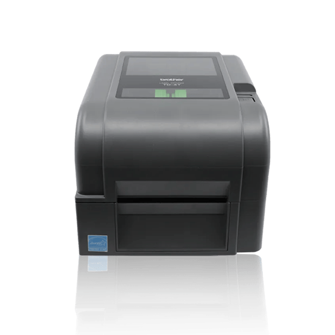 Brother TD-4420TN desktop thermal label printer with display and green indicator lights