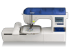 Brother Designio DZ820E embroidery machine with touchscreen and floral design in hoop