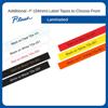 Brother laminated label tapes in assorted colors with black and white text options