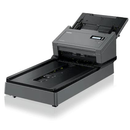 Brother PDS-5000F desktop scanner with flatbed attachment and automatic document feeder
