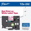Cartucho de cinta de etiquetas laminadas Brother TZe-252 con texto rojo sobre blanco, 1 pulgada
