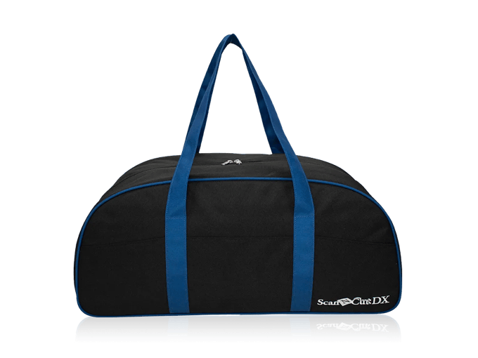 Brother ScanNCut DX carrying bag with blue handles and trim on white background