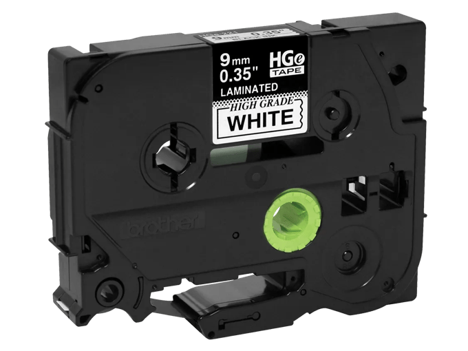Brother HGe tape cartridge 9mm white laminated label tape for P-touch labelers