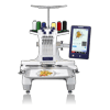 Brother PR670E embroidery machine with touchscreen and multi-color thread spools
