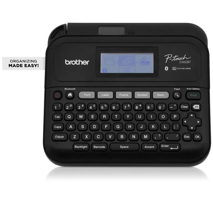 Brother P-touch D460BT label maker with Bluetooth, color display, and full QWERTY keyboard