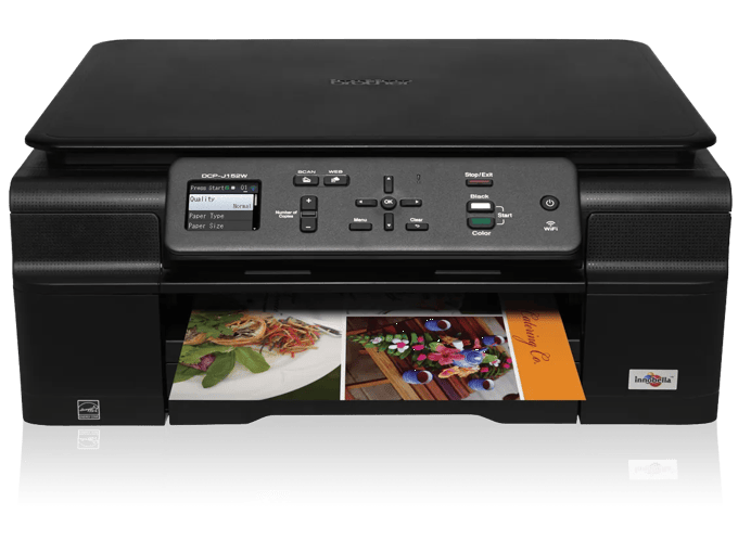 Brother DCP-J152W wireless all-in-one inkjet printer with color touchscreen printing photos