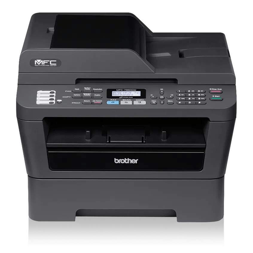 Brother MFC-7860DW all-in-one laser printer with automatic document feeder and control panel
