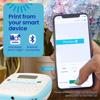 Brother label maker with smartphone displaying Bluetooth wireless connectivity and design app