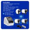 Brother QL-820NWBc wireless label printer bundle with label rolls, power adapter, and USB cable