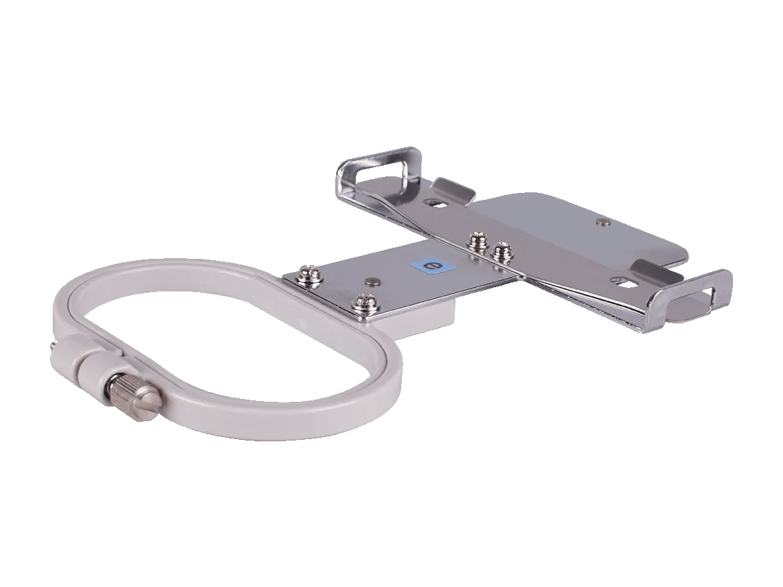 Brother embroidery hoop with adjustable clamp and metal frame for secure fabric positioning