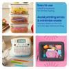 Brother label maker with QWERTY keyboard, labeled containers, and organized pouch with essentials