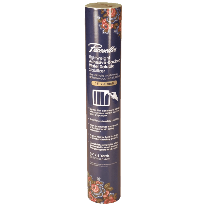 Pacesetter lightweight adhesive-backed water-soluble embroidery stabilizer roll, 15 inches by 6 yards