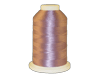 Brother embroidery thread spool in metallic purple with glossy finish on white background