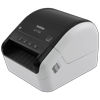 Brother QL-1100 wide-format label printer with black and white design, left angle view