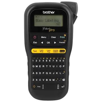 Brother P-touch label maker with QWERTY keyboard and yellow accent buttons