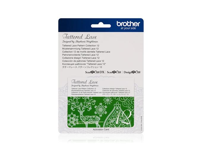 Brother Tattered Lace 12 pattern collection activation card with green lace design