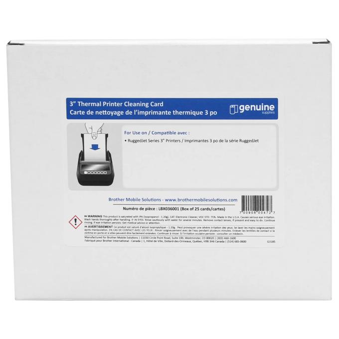 Brother 3-inch thermal printer cleaning card box for RuggedJet Series 3 printers