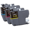 Brother LC401XL high-yield ink cartridges in cyan, magenta, and yellow for inkjet printers
