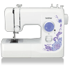 Brother XM1010 sewing machine with purple floral design and stitch selector dial