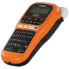 Brother P-touch label maker in orange with QWERTY keyboard and display screen