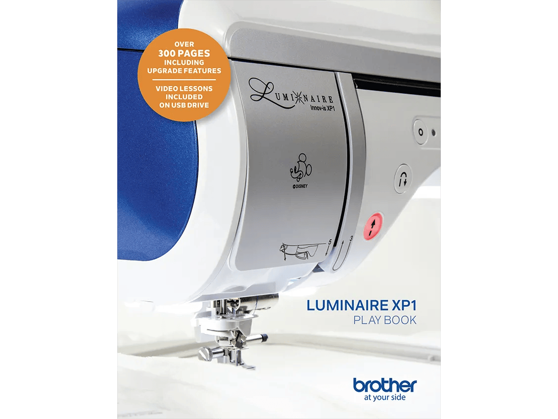 Brother Luminaire XP1 sewing machine with Disney embroidery designs and instructional play book