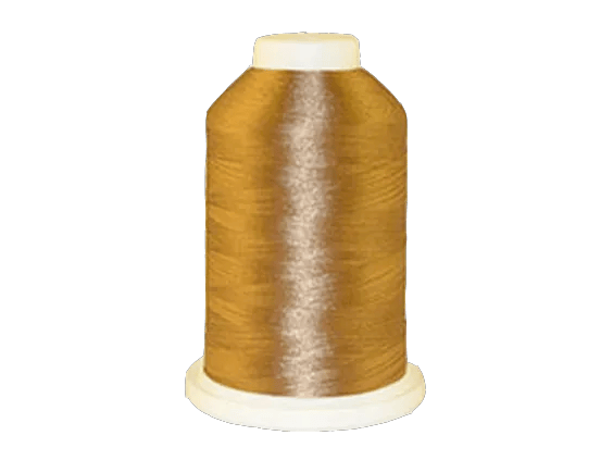 Brother embroidery thread spool in golden-brown polyester on white cone