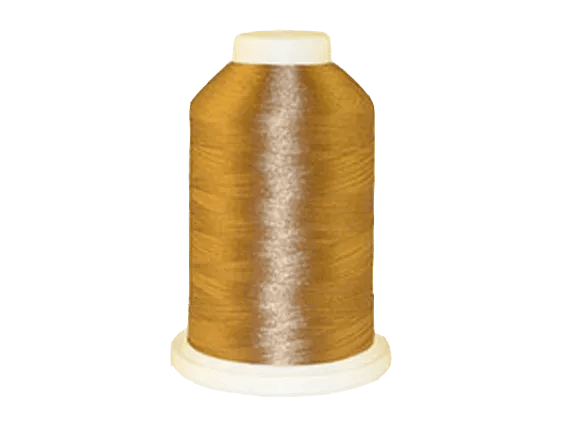 Brother embroidery thread spool in golden-brown polyester on white cone