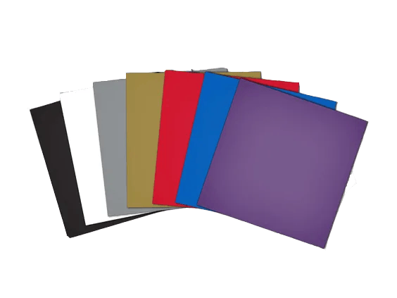Brother vinyl sheets in black, white, gray, gold, red, blue, and purple colors
