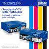Brother TN229XL 2-pack high-yield black toner cartridges with multipack savings