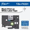 Cartucho de cinta de etiquetas laminada flexible Brother TZe-FX231, impresión negra sobre blanco