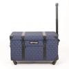 Designio quilted rolling storage case with telescoping handle and wheels in blue