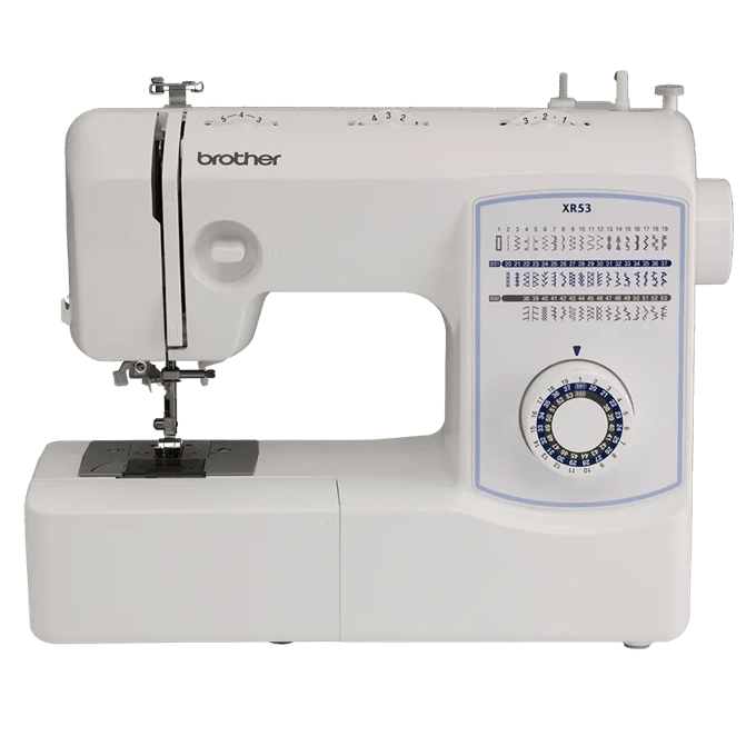 Brother XR53 sewing machine with 53 built-in stitches and stitch selector dial