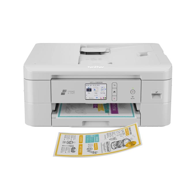 Brother all-in-one wireless printer with print-and-cut feature printing colorful paper spinners