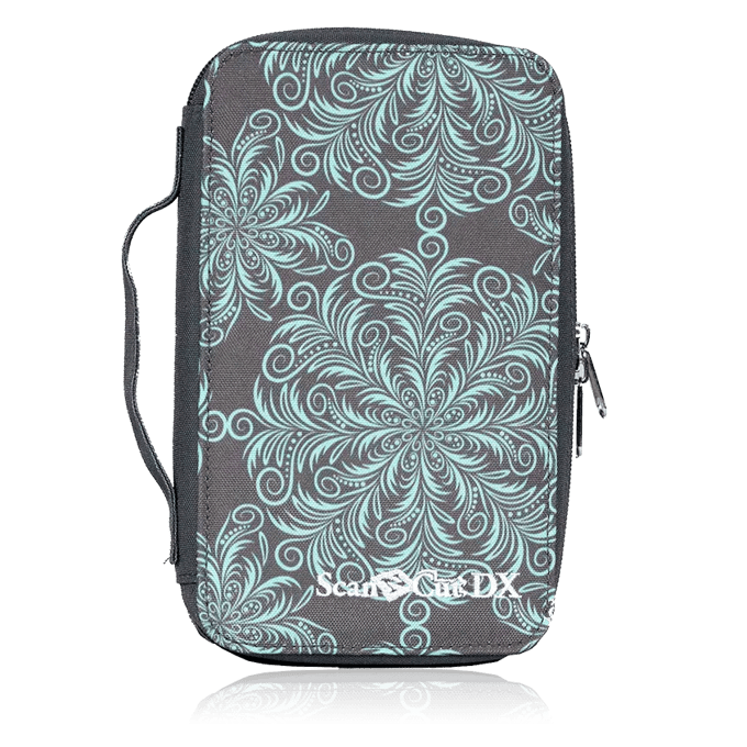 Brother ScanNCut DX carrying case with turquoise floral pattern and zipper closure